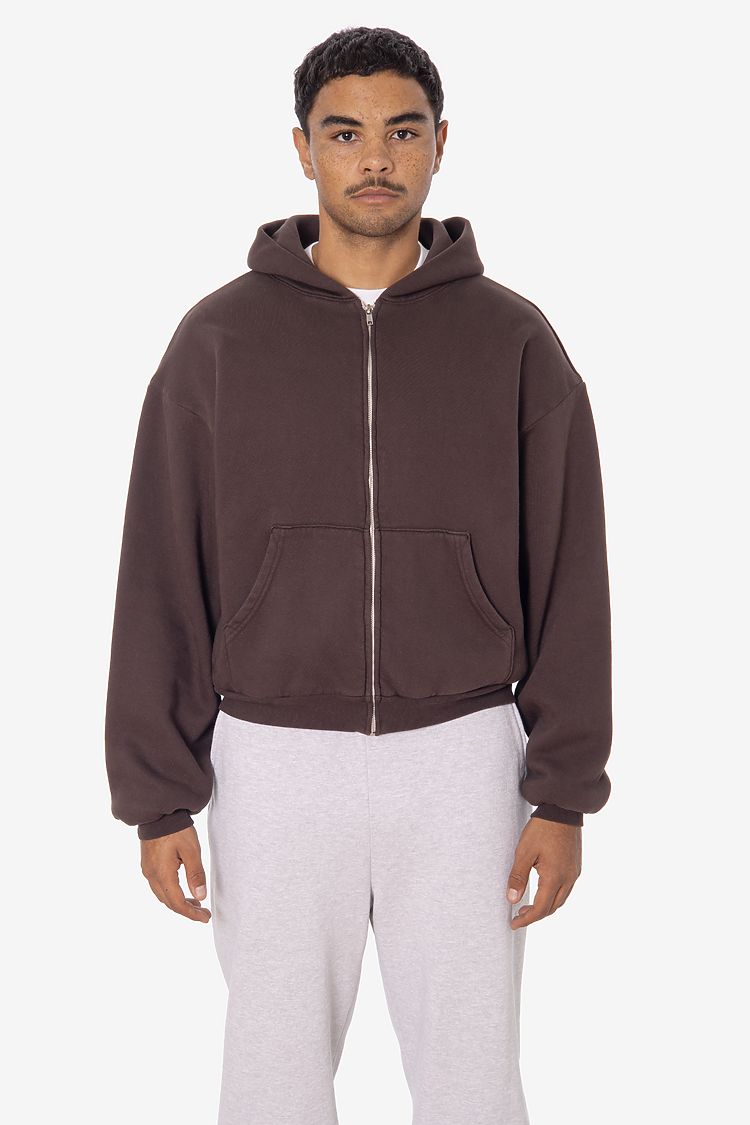 Thermal Lined Crop Zip Hoodie Dark Chocolate